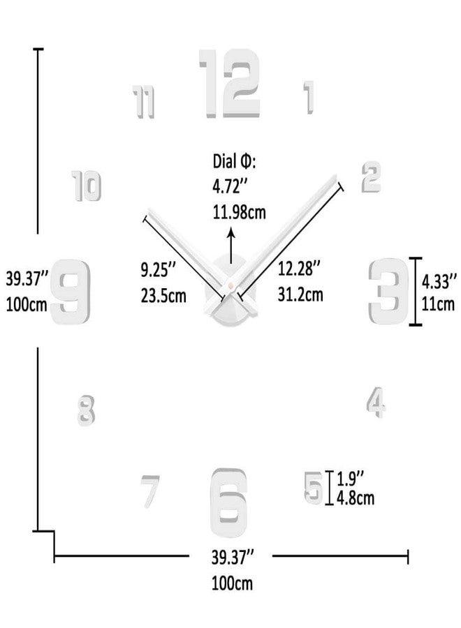 VANGOLD Large Wall Clock DIY Wall Decorations 3D Sticker Frameless Clock for Home Living Room Bedroom Office Decor - Image 3